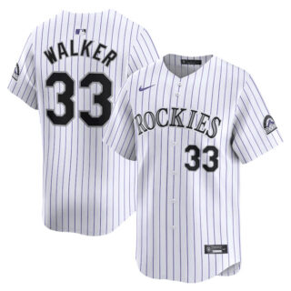 Men's Colorado Rockies #33 Larry Walker White Home Limited Stitched Baseball Jersey