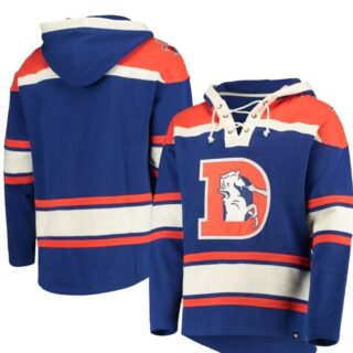 Men's Denver Broncos Royal Orange Ageless Must-Have Lace-Up Pullover Hoodie