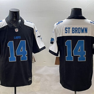 Men's Detroit Lions #14 Amon-Ra St. Brown Black Alternate F.U.S.E. 2024 Michigan Patch Vapor Limited Stitched Jersey