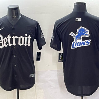 Men's Detroit Lions Team Big Logo Black 'Motor Gothic Edition' Vapor Premier Limited Stitched Jersey