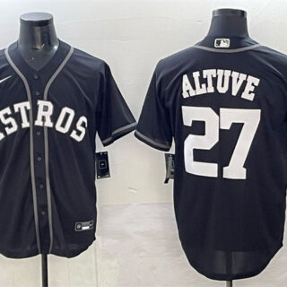 Men's Houston Astros #27 Jose Altuve Black Lights Out Limited Stitched Baseball Jersey