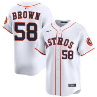 Men's Houston Astros #58 Hunter Brown White 2025 Home Limited Stitched Baseball Jersey