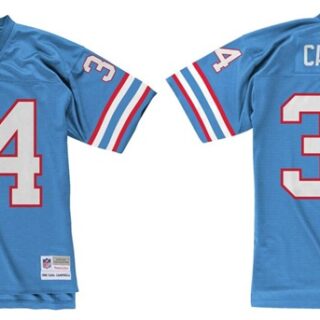 Men's Houston Oilers Tennessee Titans #34 Earl Campbell Light Blue Throwback Stitched Jersey