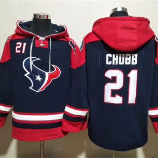 Men's Houston Texans #21 Nick Chubb Navy Ageless Must-Have Lace-Up Pullover Hoodie