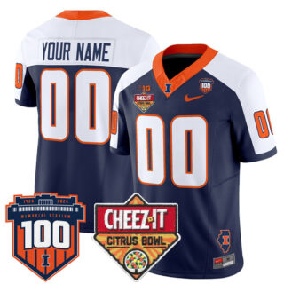 Men's Illinois Fighting Illini ACTIVE PLAYER Custom Navy Alternate 2025 F.U.S.E. Cheez-It Citrus Bowl Patch Vapor Limited Stitched Football Jersey