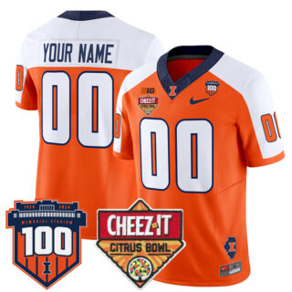 Men's Illinois Fighting Illini ACTIVE PLAYER Custom Orange Alternate 2025 F.U.S.E. Cheez-It Citrus Bowl Patch Vapor Limited Stitched Football Jersey
