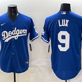 Men's Los Angeles Dodgers #9 Gavin Lux Blue Cool Base Stitched Baseball Jersey