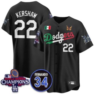 Men's Los Angeles Dodgers #22 Clayton Kershaw Mexican For 34 Jersey All Stitched