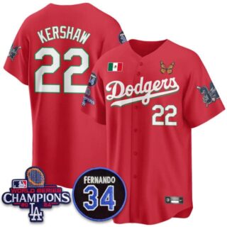 Men's Los Angeles Dodgers #22 Clayton Kershaw Mexican For 34 Jersey All Stitched