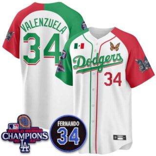 Men's Los Angeles Dodgers #34 Fernando Valenzuela Mexican For 34 Jersey All Stitched