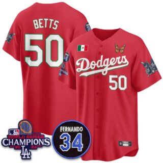 Men's Los Angeles Dodgers #50 Mookie Betts Mexican For 34 Jersey All Stitched