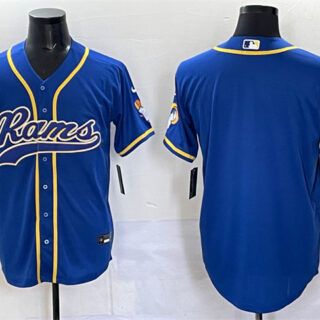 Men's Los Angeles Rams Blank Royal Cool Base Stitched Baseball Jersey