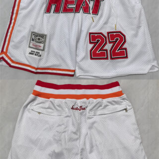 Men's Miami Heat White #22 Shorts (Run Small)