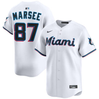 Men's Miami Marlins #87 Jakob Marsee White 2024 Home Limited Stitched Baseball Jersey