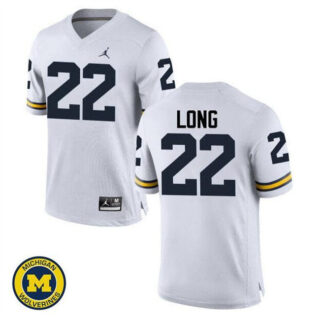 Men's Michigan Wolverines #22 David Long White College Stitched Football Jersey