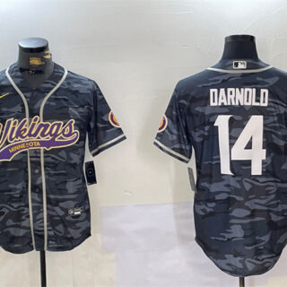 Men's Minnesota Vikings Active Player Grey Camo Cool Base Stitched Baseball Jersey