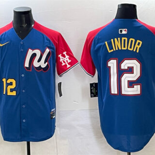Men's National League #12 Francisco Lindor Blue Red Alternate 2025 All-Star Edition Limited Stitched Baseball Jersey