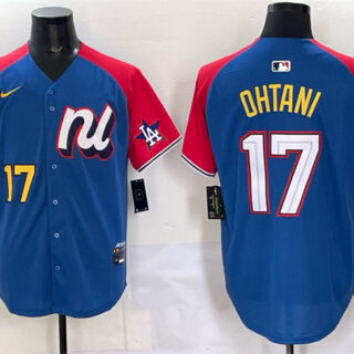 Men's National League #17 Shohei Ohtani Blue Red Alternate 2025 All-Star Edition Limited Stitched Baseball Jersey