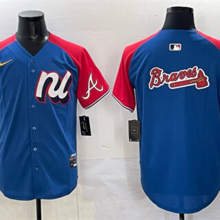 Men's National League Atlanta Braves Team Big Logo Blue Red Alternate 2025 All-Star Edition Limited Stitched Baseball Jersey