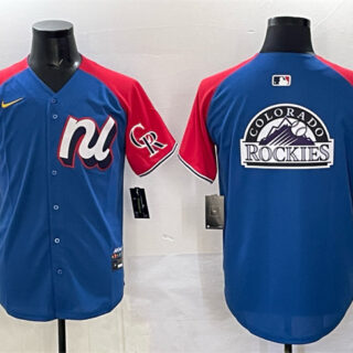 Men's National League Colorado Rockies Team Big Logo Blue Red Alternate 2025 All-Star Edition Limited Stitched Baseball Jersey