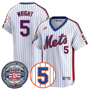Men's New York Mets #5 David Wright Gold Number Retirement & Hall of Fame Jersey All Stitched