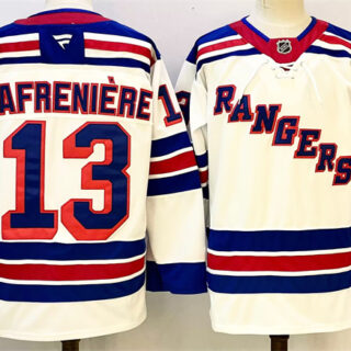 Men's New York Rangers #13 Alexis Lafreniere White 2024-25 Away Stitched Hockey Jersey