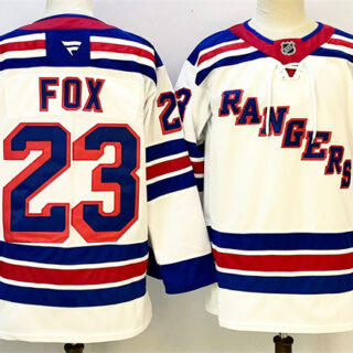 Men's New York Rangers #23 Adam Fox White 2024-25 Away Stitched Hockey Jersey
