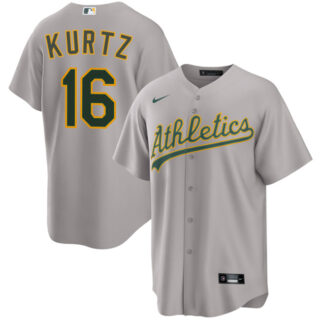 Men's Oakland Athletics #16 Nick Kurtz Grey 2024 Away Limited Stitched Jersey