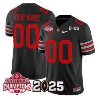 Men's Ohio State Buckeyes Active Player Custom Black 2025 CFP Final With National Champions Patch F.U.S.E. Vapor Limited Stitched Football Jersey