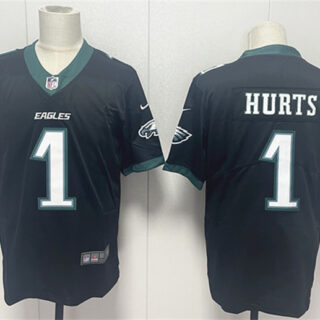 Men's Philadelphia Eagles #1 Jalen Hurts Black 2024 New Vapor Untouchable Limited Stitched Football Jersey