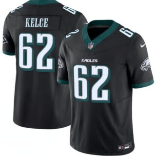 Men's Philadelphia Eagles #62 Jason Kelce Black 2024 F.U.S.E. Vapor Untouchable Limited Throwback Stitched Football Jersey
