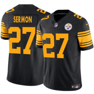 Men's Pittsburgh Steelers #27 Trey Sermon Black 2025 F.U.S.E. Color Rush Vapor Untouchable Limited Stitched Jersey