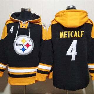 Men's Pittsburgh Steelers #4 DK Metcalf Black Ageless Must-Have Lace-Up Pullover Hoodie