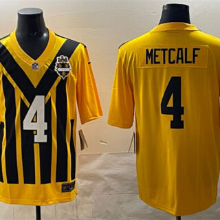 Men's Pittsburgh Steelers #4 DK Metcalf Gold 1933 Throwback Alternate Stitched Football Jersey