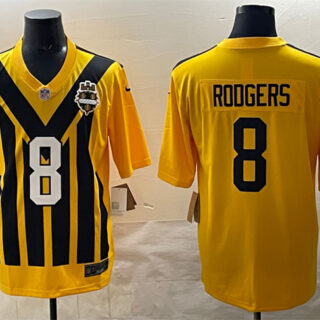Men's Pittsburgh Steelers #8 Aaron Rodgers Gold 1933 Throwback Alternate Stitched Football Jersey