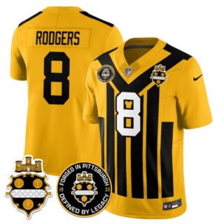 Men's Pittsburgh Steelers #8 Aaron Rodgers Alternate 1933 Throwback Limited Jersey All Stitched