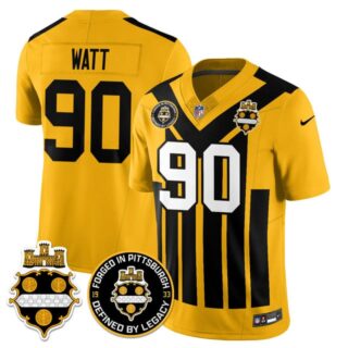 Men's Pittsburgh Steelers #90 T. J. Watt Alternate 1933 Throwback Limited Jersey All Stitched