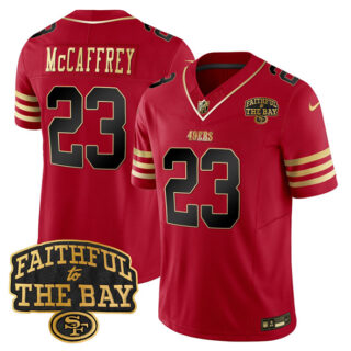 Men's San Francisco 49ers #23 Christian Mccaffrey Red 2025 F.U.S.E. Faithful To The Bay Patch Limited V8 Stitched Football Jersey