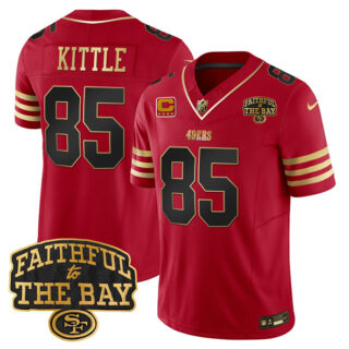 Men's San Francisco 49ers #85 George kittle Red 2025 F.U.S.E. 4-Star C With Faithful To The Bay Patch Limited V8 Stitched Football Jersey