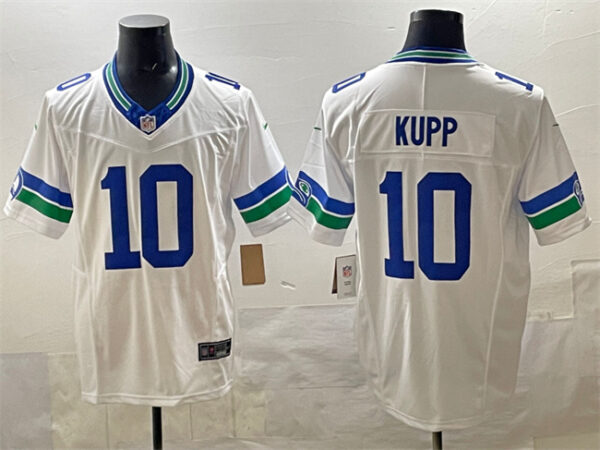 Men's Seattle Seahawks #10 Cooper Kupp White F.U.S.E Throwback Vapor Limited Stitched Football Jersey