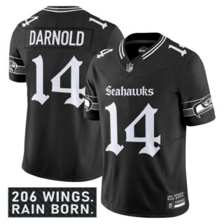 Men's Seattle Seahawks #14 Sam Darnold Black 2025 F.U.S.E. 'Gothic Rain City Shadows Edition' Vapor Limited Stitched Football Jersey
