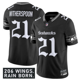 Men's Seattle Seahawks #21 Devon Witherspoon Black 2025 F.U.S.E. 'Gothic Rain City Shadows Edition' Vapor Limited Stitched Football Jersey