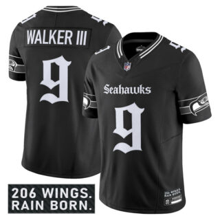 Men's Seattle Seahawks #9 Kenneth Walker III Black 2025 F.U.S.E. 'Gothic Rain City Shadows Edition' Vapor Limited Stitched Football Jersey