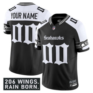 Men's Seattle Seahawks Active Player Custom Black Alternate 2025 F.U.S.E. 'Gothic Rain City Shadows Edition' Vapor Limited Stitched Football Jersey