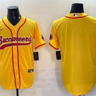 Men's Tampa Bay Buccaneers Blank Gold Cool Base Stitched Baseball Jersey