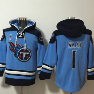Men's Tennessee Titans #1 Cameron Ward Blue Lace-Up Pullover Hoodie