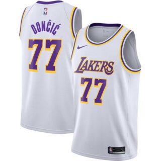 Men's Los Angeles Lakers #77 Luka Doncic Association Edition Swingman Jersey White