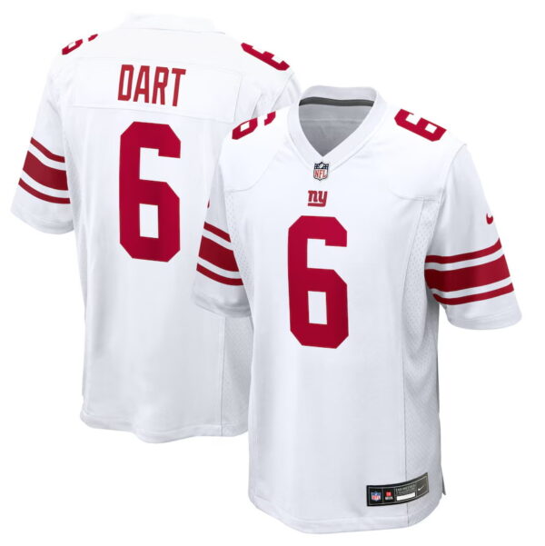 Men's #6 Jaxson Dart White New York Giants Game Jersey
