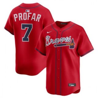 Men's Atlanta Braves #7 Jurickson Profar Red 2025 Alternate Limited Stitched Baseball Jersey