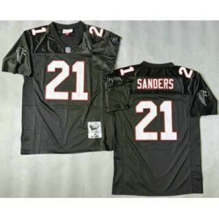 Men's Atlanta Falcons #21 Deion Sanders Black 1992 Throwback Jersey